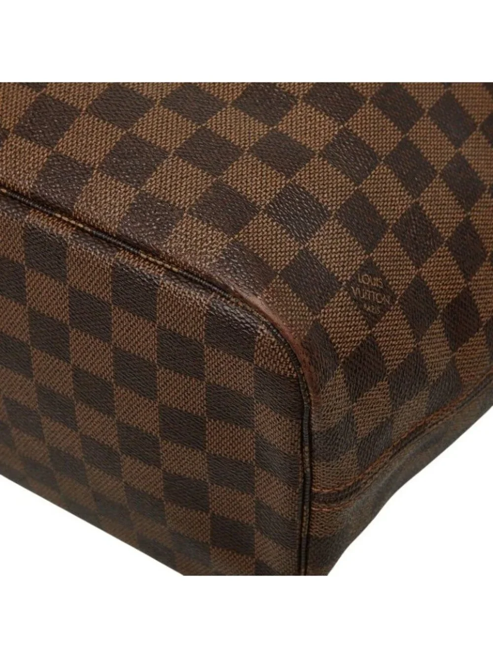 Louis Vuitton Damier Neverfull MM Tote Brown Leather